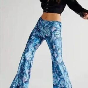 Free People Hold Me Closer Flare Paisley Velvet Pants
